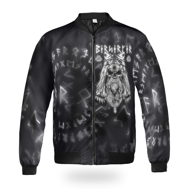 Viking Bomber Jacket Berserker Fenrir Wolf And Rune