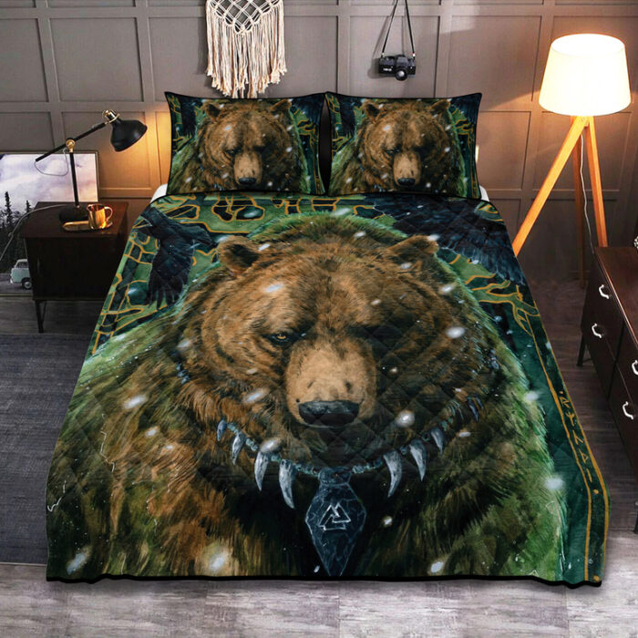 Viking Quilt Set Bear Raven Valknut