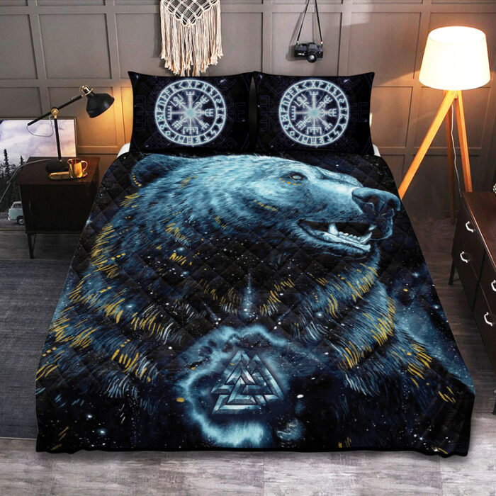 Viking Quilt Set Bear Valknut Vegvisir