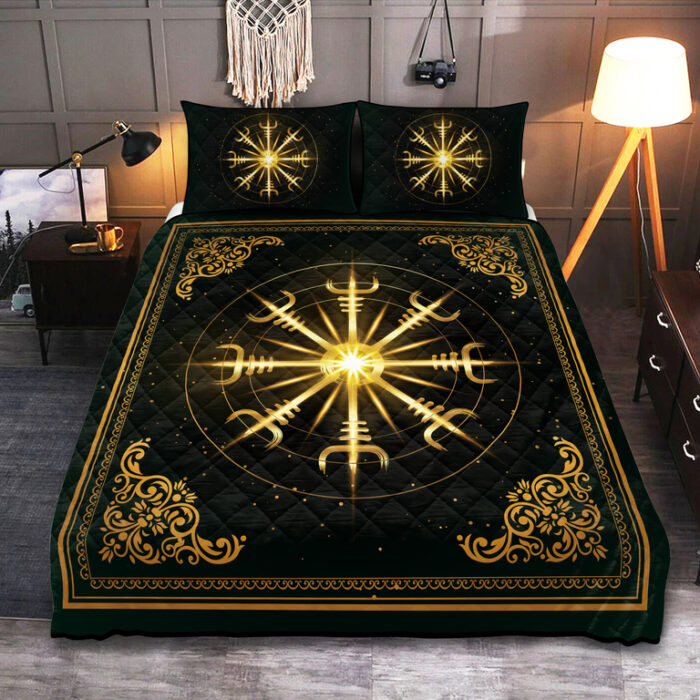 Viking Quilt Set Gold Light Ægishjálmr Helm of Awe