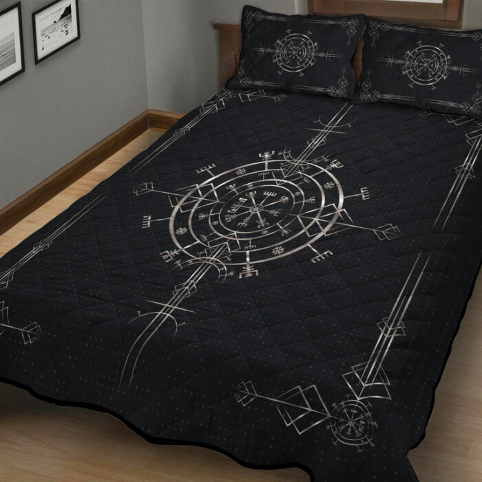 Viking Quilt Set Vegvisir In Silver Color